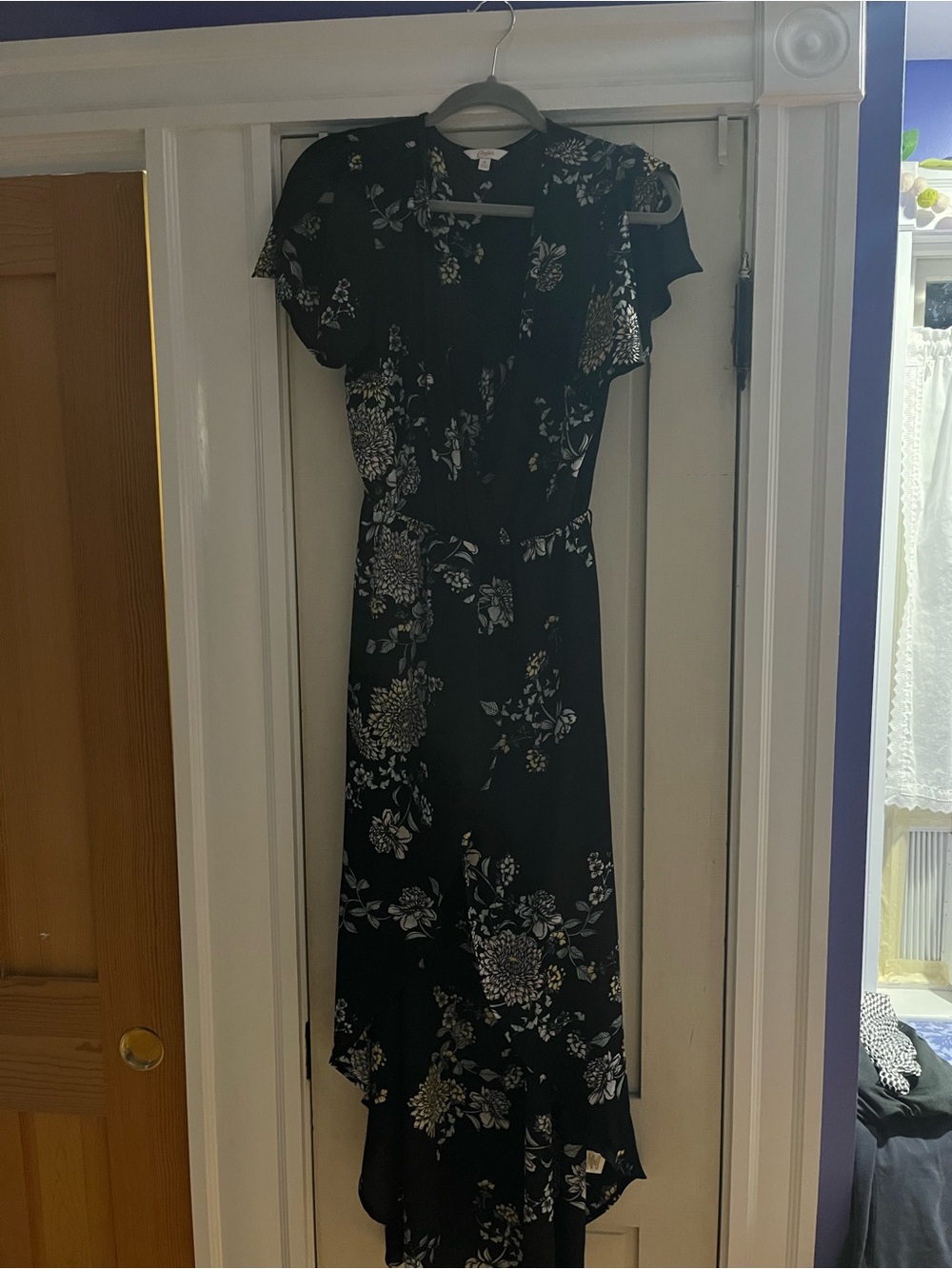 Candie's Black Floral High-Low Wrap Dress